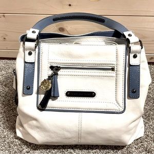 🆕 NWT Juicy Couture Leather Purse Bag, Phipps-Saturday Soiree, white & blue